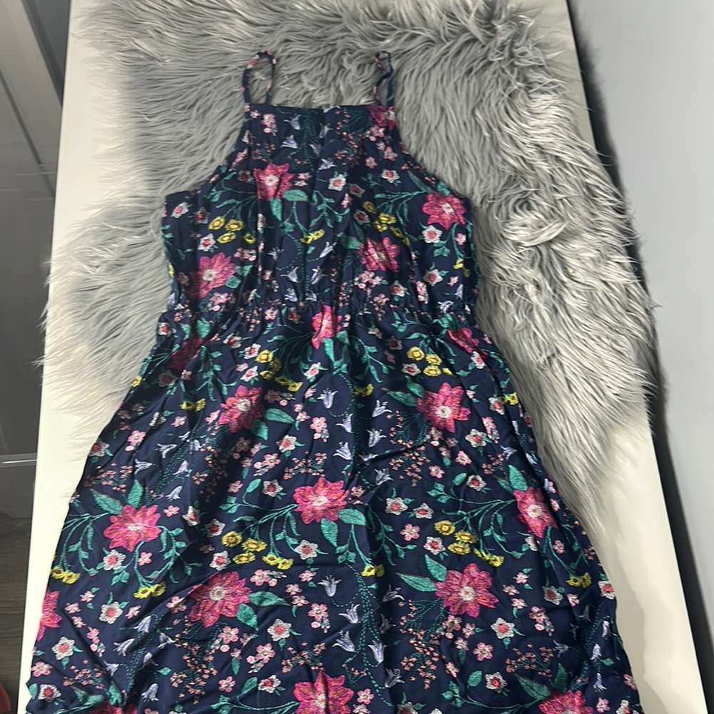 Old Navy Blue and Pink Sleeveless Halter Sundress